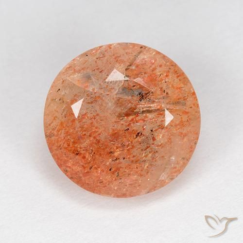5.13ct Natural Medium-Light Orange Sunstone, Round, Translucent