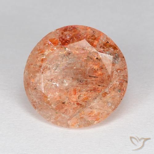 4.06 ct Orange Sunstone Stone, Natural Sunstone in Round Facet Shape for Sale