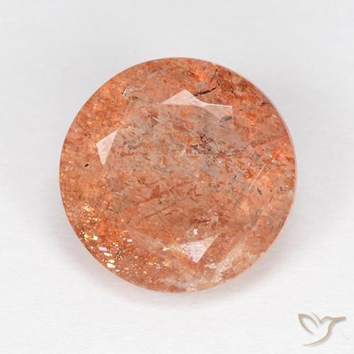 4.21ct Natural Ginger Orange Sunstone, Round, Translucent