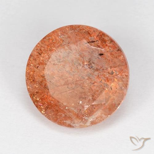 4.21 ct Orange Sunstone Stone, Natural Sunstone in Round Facet Shape for Sale