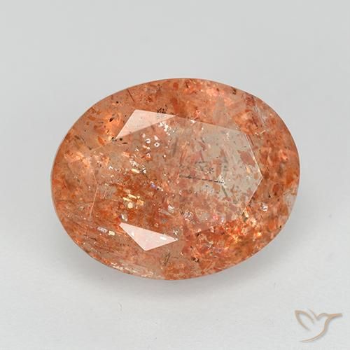 3.84 ct Orange Sunstone Stone, Natural Sunstone in Oval Facet Shape for Sale