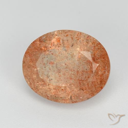 3.37 ct Orange Sunstone Stone, Natural Sunstone in Oval Facet Shape for Sale
