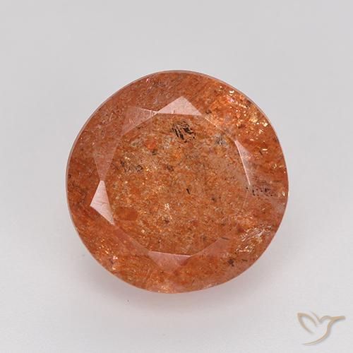 5.97ct Natural Reddish Orange Sunstone, Round, Translucent