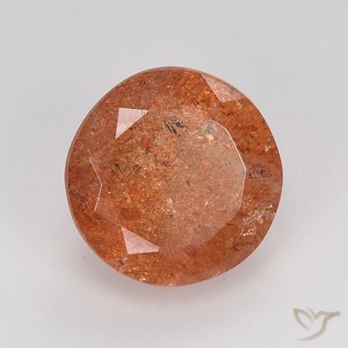 5.97 ct Orange Sunstone Stone, Natural Sunstone in Round Facet Shape for Sale
