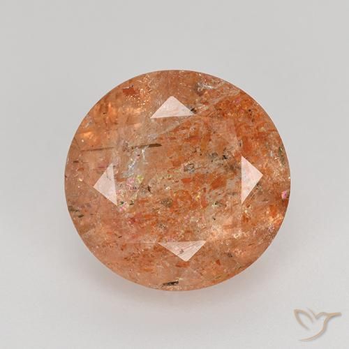 4.17ct Natural Medium Orange Sunstone, Round, Translucent