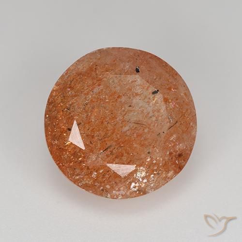 5.92 ct Orange Sunstone Stone, Natural Sunstone in Round Facet Shape for Sale