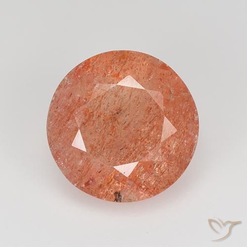 4.34ct Natural Reddish Orange Sunstone, Round, Translucent