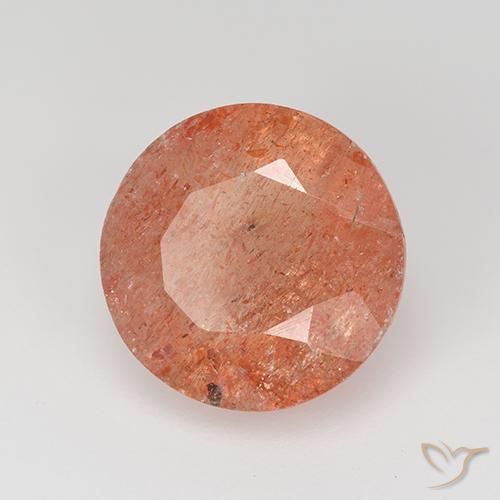 4.34 ct Orange Sunstone Stone, Natural Sunstone in Round Facet Shape for Sale