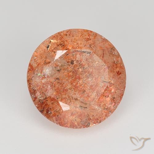 4.61 ct Orange Sunstone Stone, Natural Sunstone in Round Facet Shape for Sale