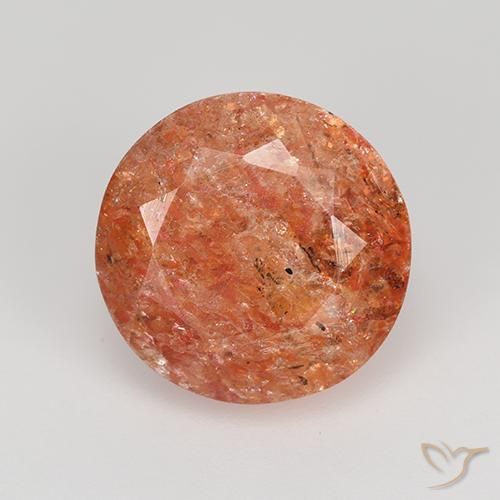 4.25 ct Orange Sunstone Gemstone, Sunstone Gem in Round Facet Shape for Sale.