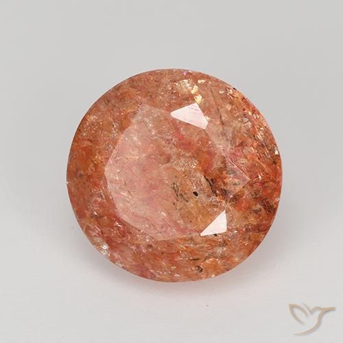 4.25 ct Orange Sunstone Stone, Natural Sunstone in Round Facet Shape for Sale