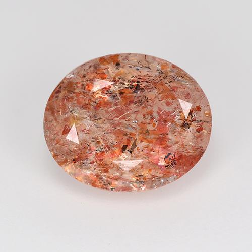 Bright Orange Red Sunstone Gem - 4.1ct Oval Facet (ID: 517318)