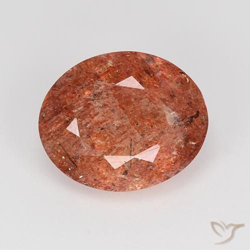 3.81ct Oval Medium Red Sunstone from India, Dimension 12 x 9.9mm, Natural untreated Gemstone, Translucent Clarity, 1pc Oval Facet Sunstone, Mohs Hardness of 6 - 6.5, Photo A