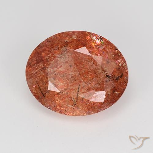 3.81 ct Red Sunstone Stone, Natural Sunstone in Oval Facet Shape for Sale