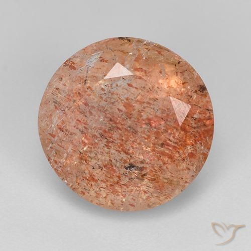 4,33 ct orangefarbener Sonnenstein, 10,8 mm Rundschliff aus Indien, Photo A