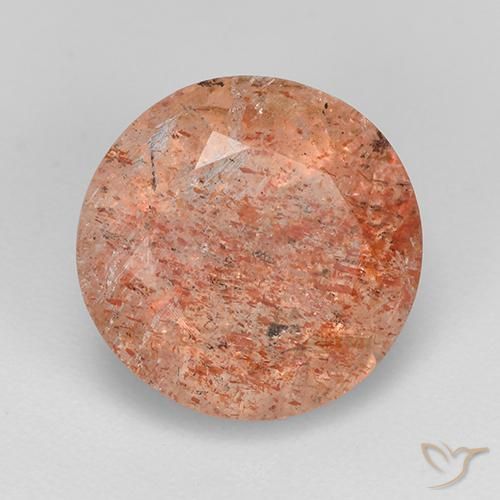 4.33 ct Orange Sunstone Stone, Natural Sunstone in Round Facet Shape for Sale