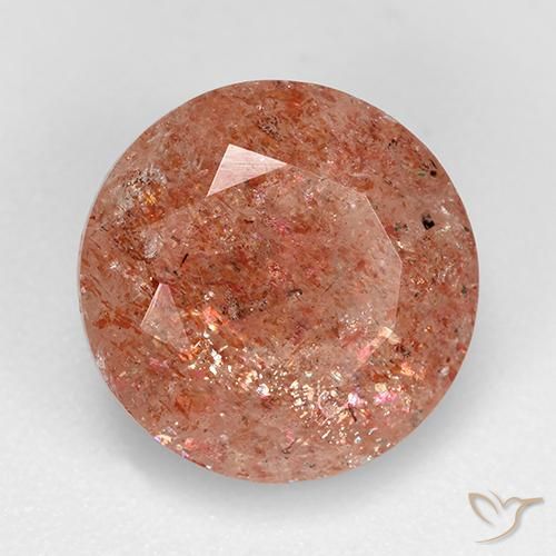 4.72 ct Orange Sunstone Stone, Natural Sunstone in Round Facet Shape for Sale