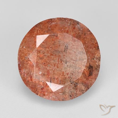 4.80 ct Orange Sunstone Stone, Natural Sunstone in Round Facet Shape for Sale