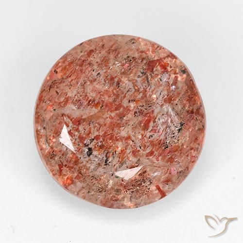 4.91ct Natural Reddish Orange Sunstone, Round, Translucent