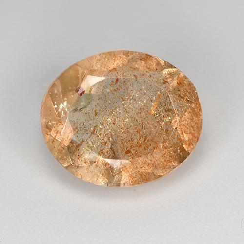 Светло-оранжевый Солнечный Камень Камень - 3.9ct Фасетный Овал (ID: 520102)