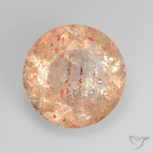4.05 ct Orange Sunstone Stone, Natural Sunstone in Round Facet Shape for Sale