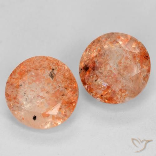 1.82 ctw Orange Sunstone Stones, Natural Sunstone in Round Facet Shape for Sale