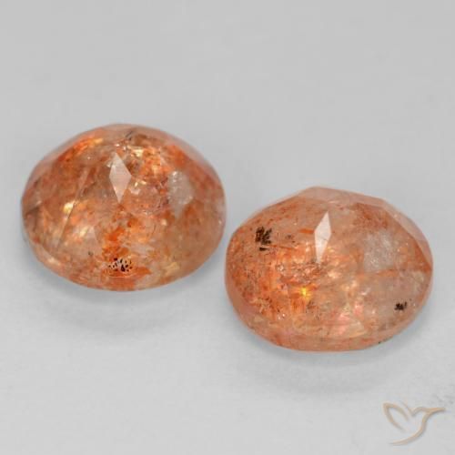 Sunstone Gemstones in 6 mm (calibrated) Size for Sale, Sunstone Stones in Medium Orange Color