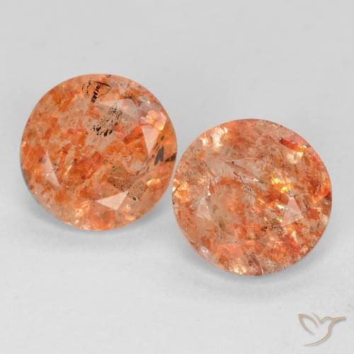 1,34 ct orangefarbener Sonnenstein, 6,1 mm Rundschliff aus Indien, Photo A