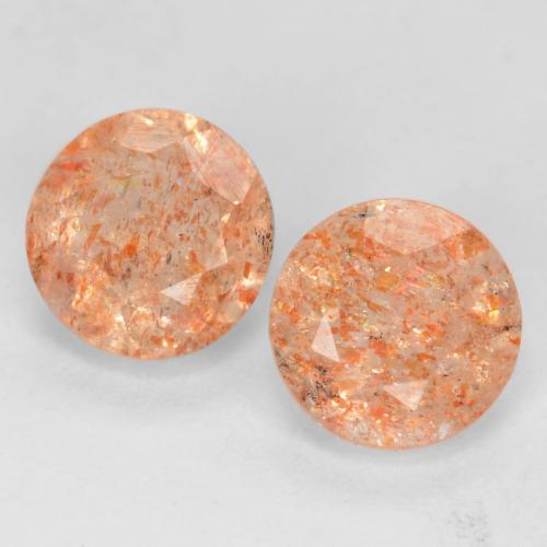 Light Orange Sunstone Gem - 0.8ct Round Facet (ID: 538778)