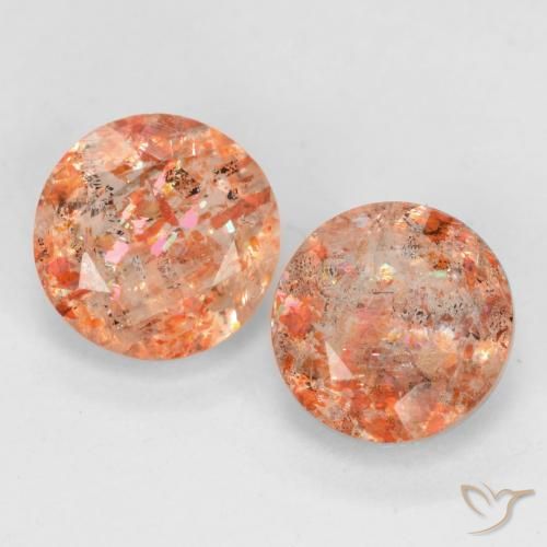 1.53ctw Natural Medium-Light Orange Sunstone, Round, Translucent