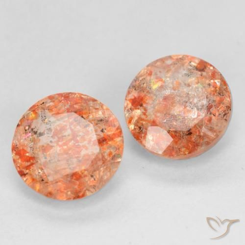 1.53 ctw Orange Sunstone Stones, Natural Sunstone in Round Facet Shape for Sale