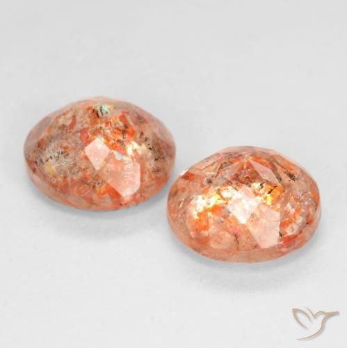 Sunstone Gemstones in 6 mm (calibrated) Size for Sale, Sunstone Stones in Medium-Light Orange Color