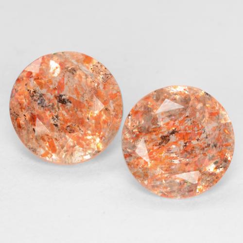 Orange gingembre Pierre de Soleil gemme - 0.7ct Facette ronde (ID: 538780)