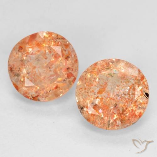 1.59ctw Natural Reddish Orange Sunstone, Round, Transparent