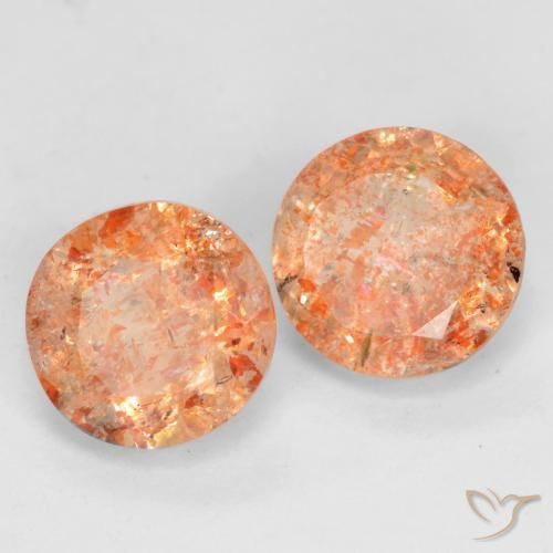 1.59 ctw Orange Sunstone Stones, Natural Sunstone in Round Facet Shape for Sale
