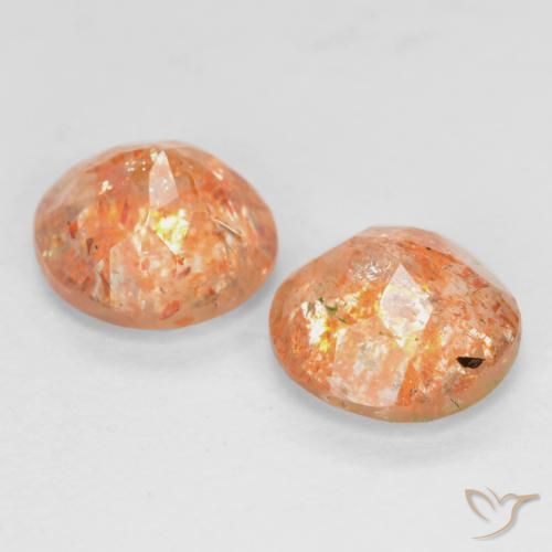 Sunstone Gemstones in 6 mm (calibrated) Size for Sale, Sunstone Stones in Reddish Orange Color