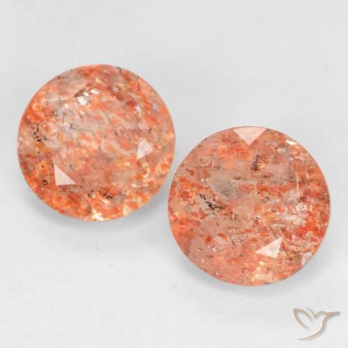 Par de Piedra del Sol Circular a juego de 6,2mm - Peso 1,57 ct en total / promedio. 0,79 ct cada uno, color Naranja claro medio en claridad Translúcido, piedra preciosa natural No tratado, dureza de Mohs 6 - 6.5, Photo A