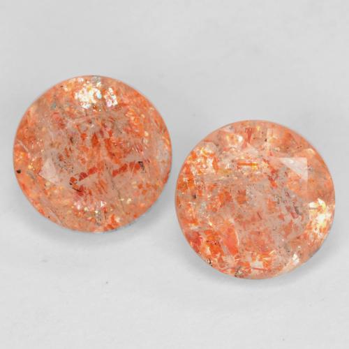 Reddish Orange Sunstone Gem - 0.8ct Round Facet (ID: 538785)