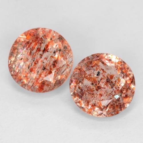 rötlich-orange Sonnenstein Edelstein - 0.7ct Rund Facettenschliff (ID: 538786)