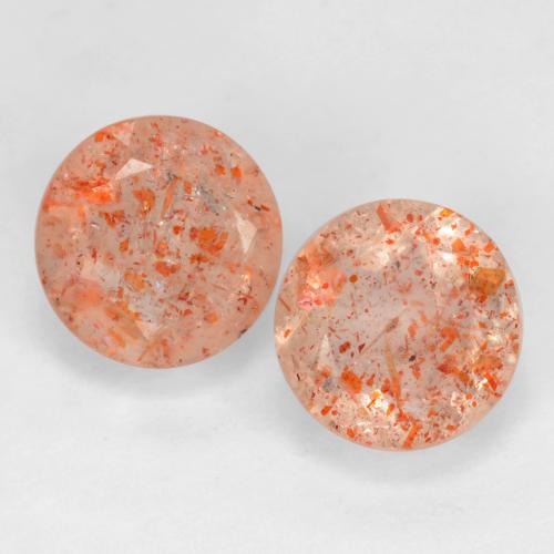 Reddish Orange Sunstone Gem - 0.9ct Round Facet (ID: 538787)
