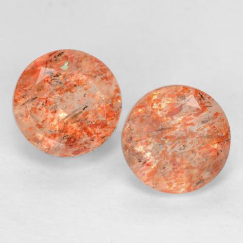 Medium-Light Orange Солнечный Камень Камень - 1ct Круглая Фасетная Огранка (ID: 538916)