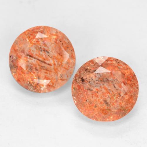 Ginger Orange Sunstone Gem - 0.8ct Round Facet (ID: 538917)
