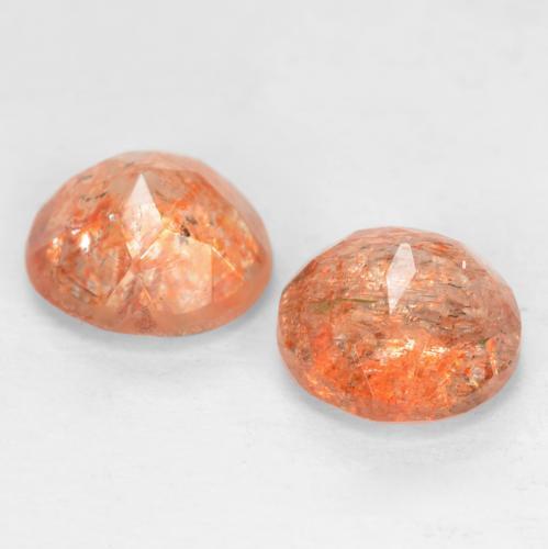 Sunstone Gemstones in 6 mm (calibrated) Size for Sale, Sunstone Stones in Ginger Orange Color