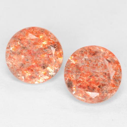 1.60 ctw Orange Sunstone Gemstones, Sunstone Gems in Round Facet Shape for Sale.