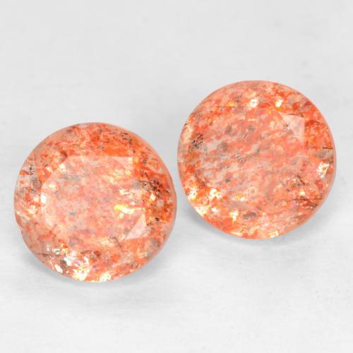 1.60 ctw Orange Sunstone Stones, Natural Sunstone in Round Facet Shape for Sale