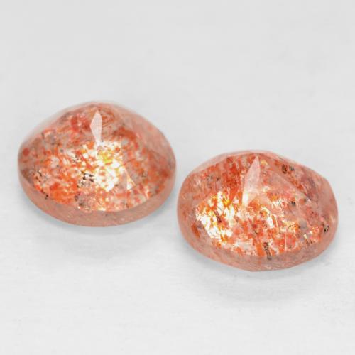 Sunstone Gemstones in 6 mm (calibrated) Size for Sale, Sunstone Stones in Ginger Orange Color