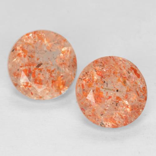 Reddish Orange Sunstone Gem - 0.7ct Round Facet (ID: 538920)