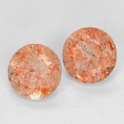 1.46 ctw Orange Sunstone Stones, Natural Sunstone in Round Facet Shape for Sale