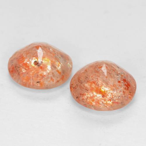 Sunstone Gemstones in 6 mm (calibrated) Size for Sale, Sunstone Stones in Reddish Orange Color