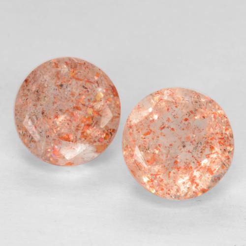 Light Tiger Orange Sunstone Gem - 0.9ct Round Facet (ID: 538922)